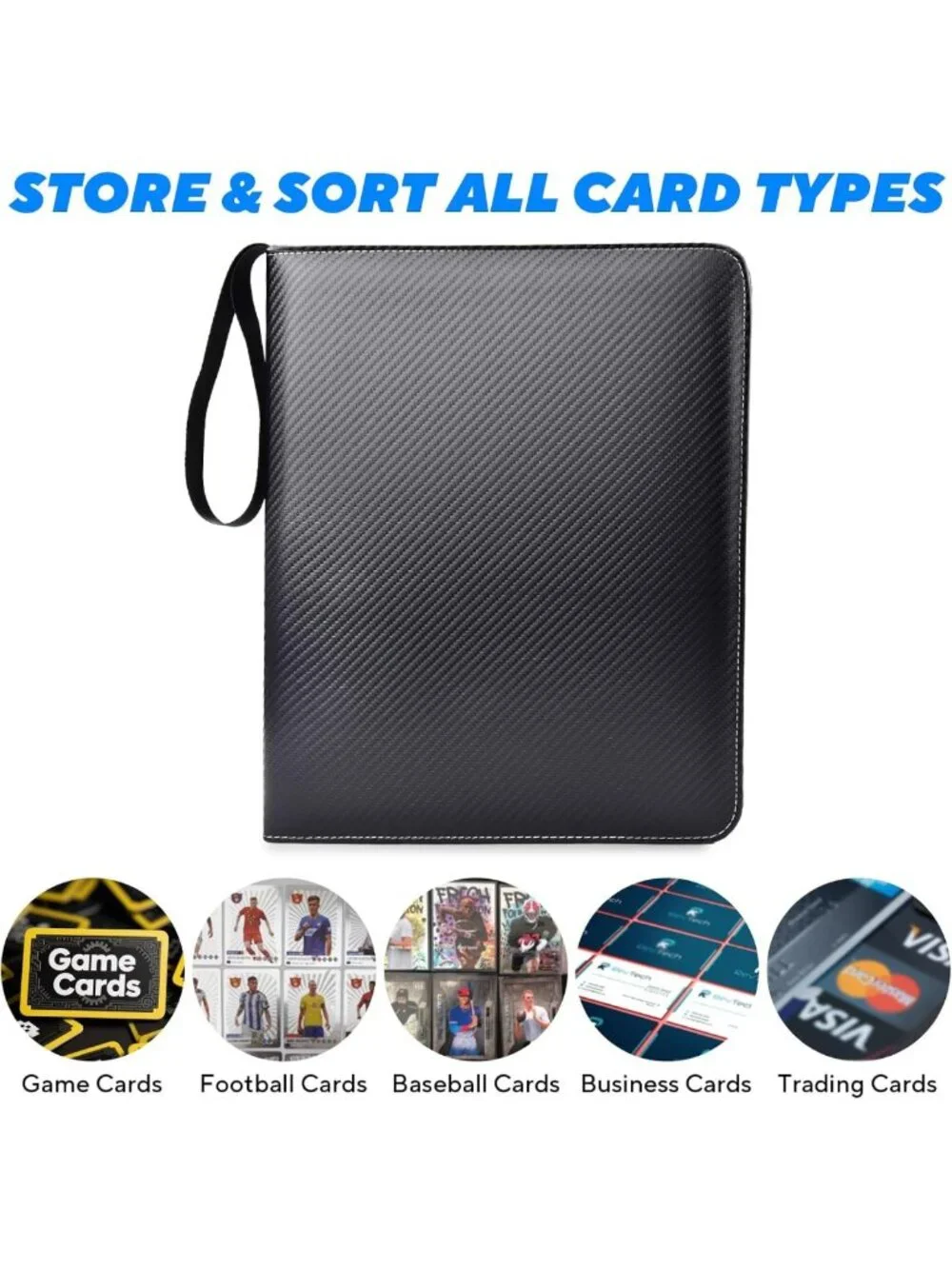 Portable 9-Pocket Trading Card Binder - Holds 1080 Cards, Ideal for Collectors